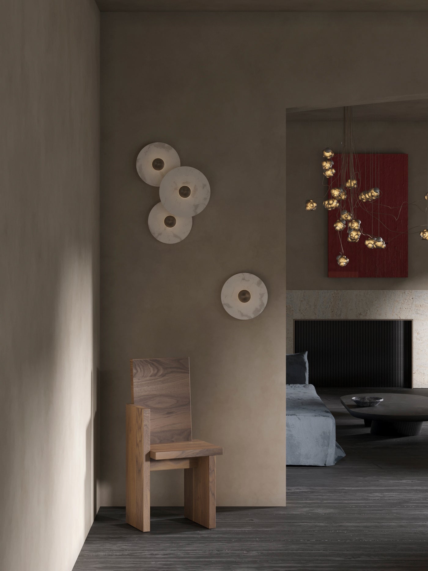 GlowMarble - Lampe murale ronde en marbre atmosphérique pour des accents élégants