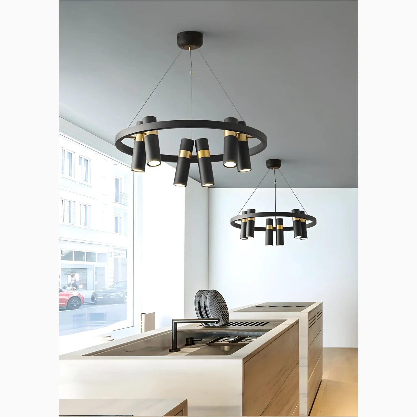NoirGlow - Minimalistische schwarze LED-Pendelleuchte
