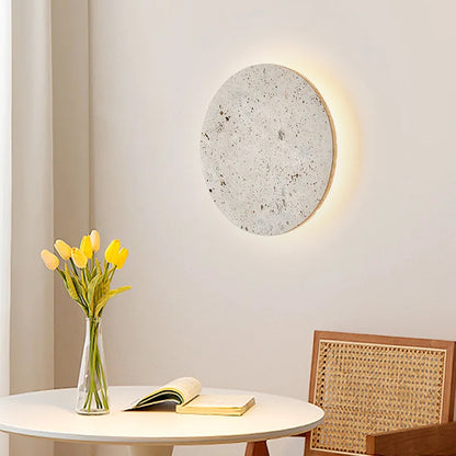 RoundStone - Applique murale ronde en travertin