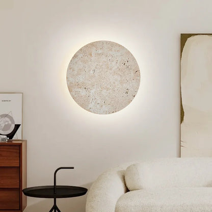 RoundStone - Applique murale ronde en travertin