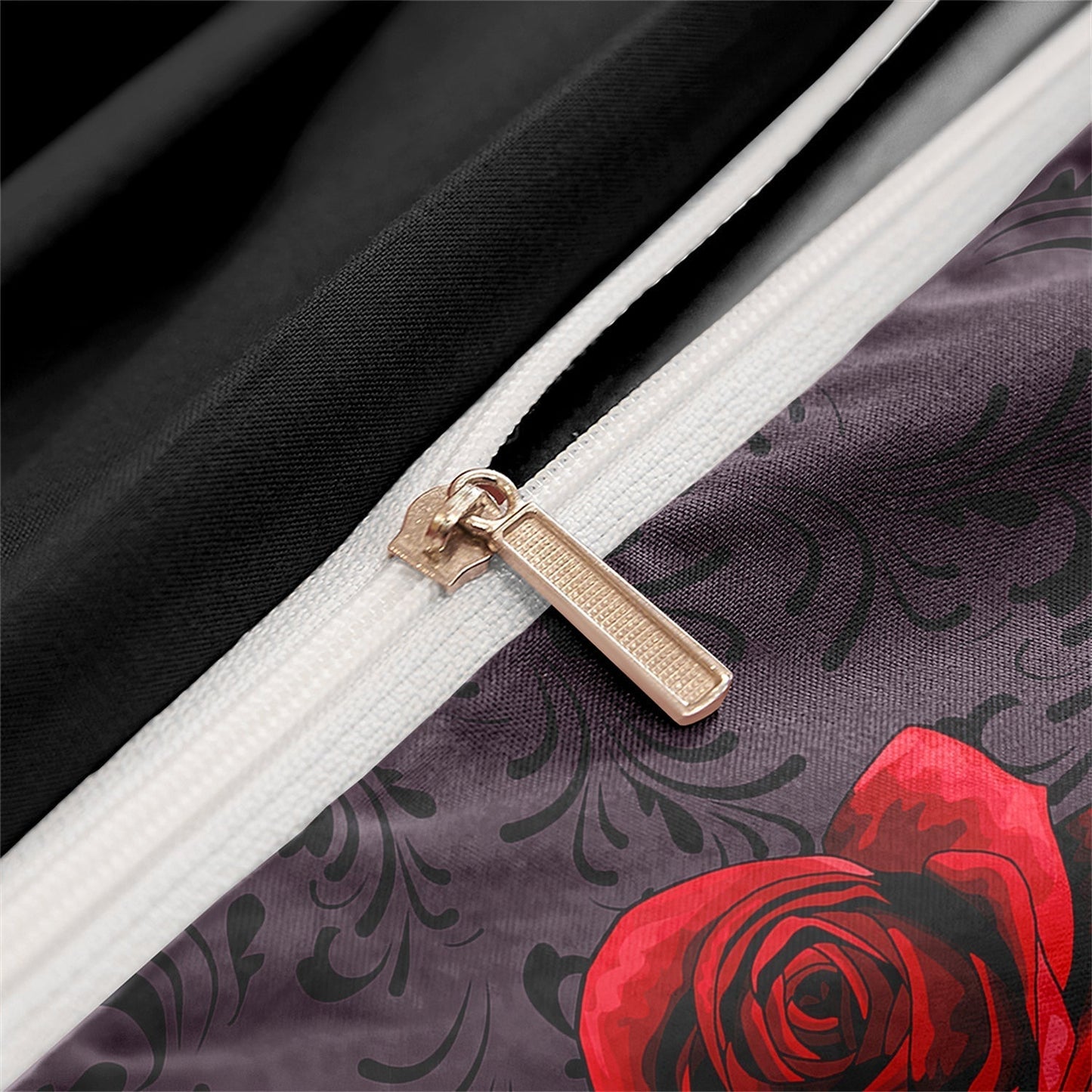 ScarletBloom - Luxus Rotes Rosen Bettbezug-Set