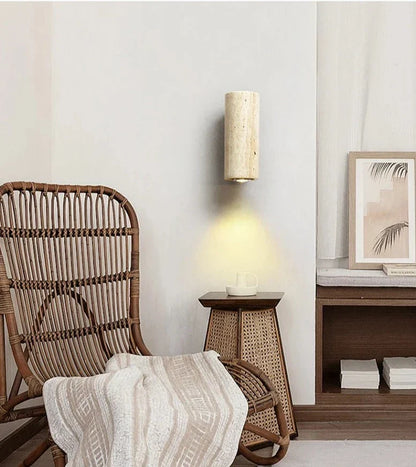 TravertineLuxe - Stylish Wall Lamp Made of Natural Stone