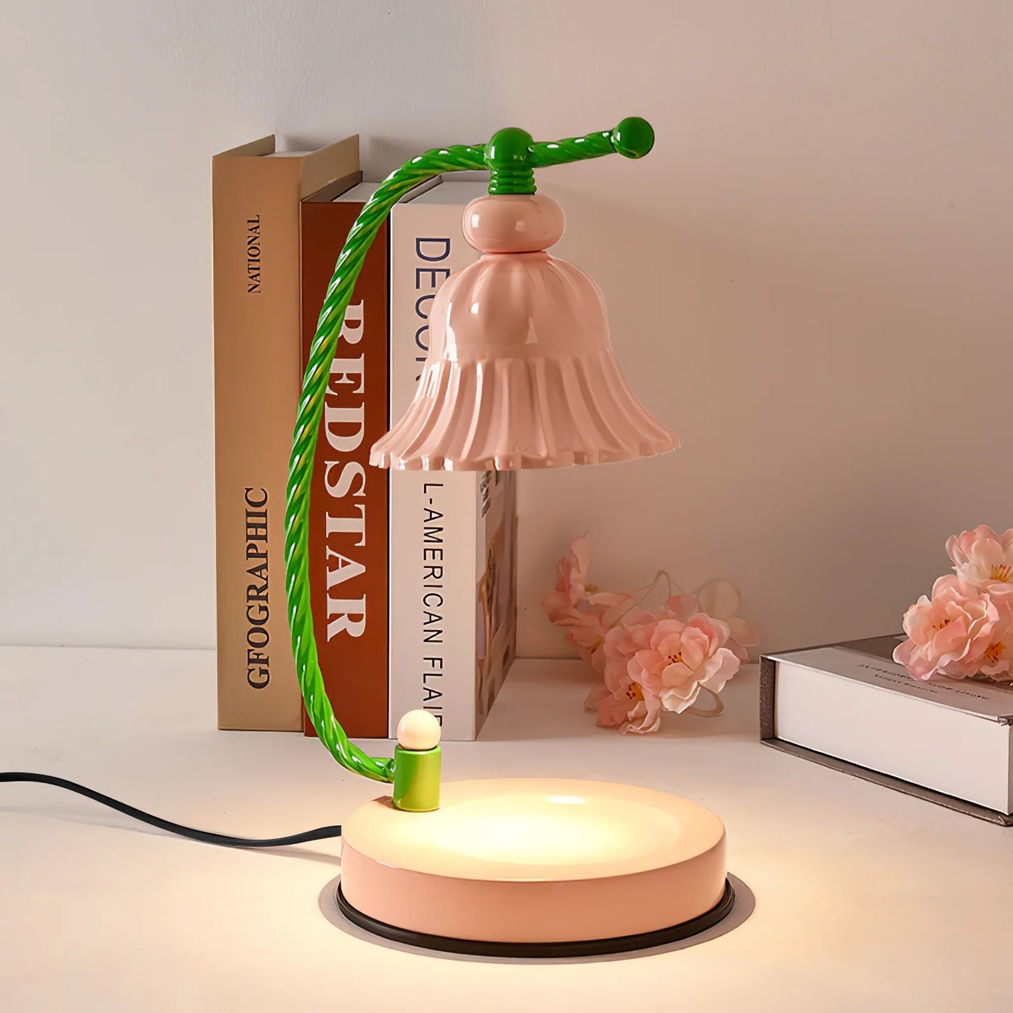 PetalLuxe – Elegant Table Lamp with Pink Flower Design