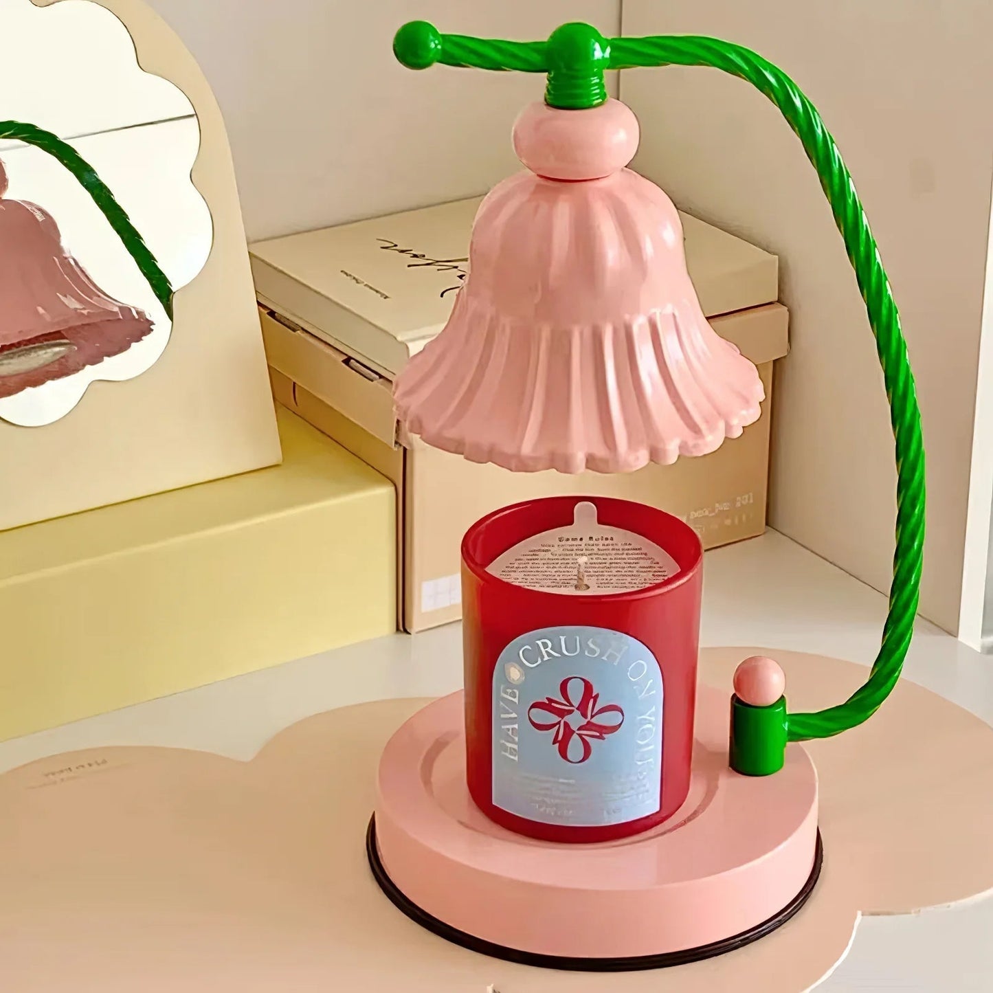 PetalLuxe – Elegant Table Lamp with Pink Flower Design