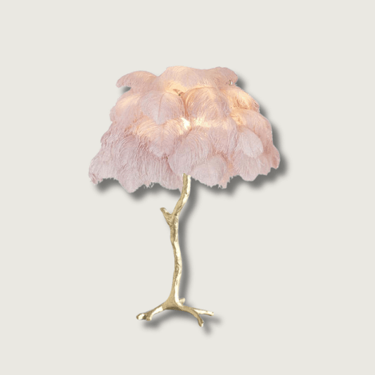PlumeAura - Table Lamp with Golden Ostrich Feathers
