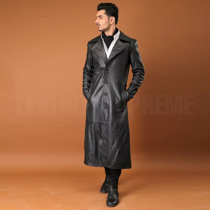 Boston - Faux leather long coat for men