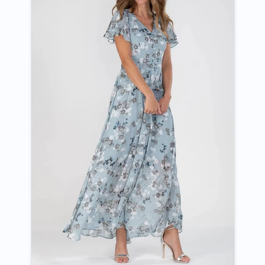 Robe maxi avec manches papillon et motif floral - Floral