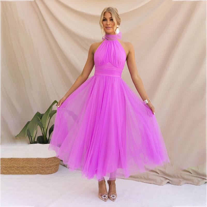 Robe en maille avec col montant et design sans manches - Erin