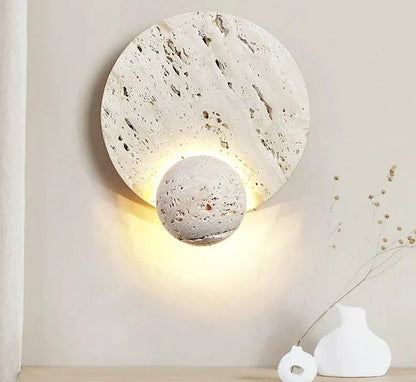 RockLite - Applique murale ronde en pierre
