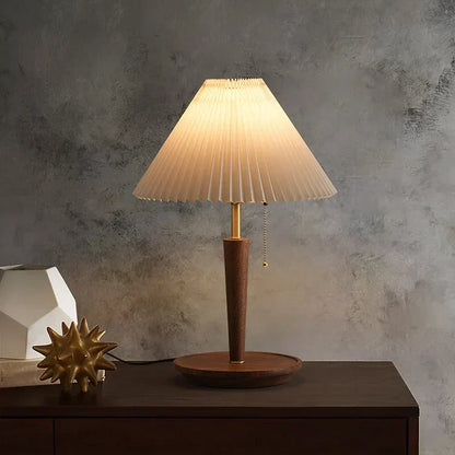 PlisséGlow - Lampe de table en bois de style vintage