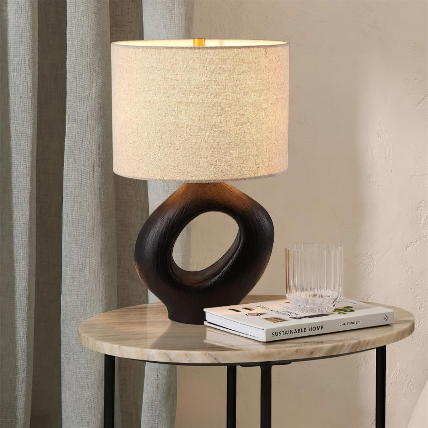 ModernGlow – Harpiks Bordlampe med Linnedskærm