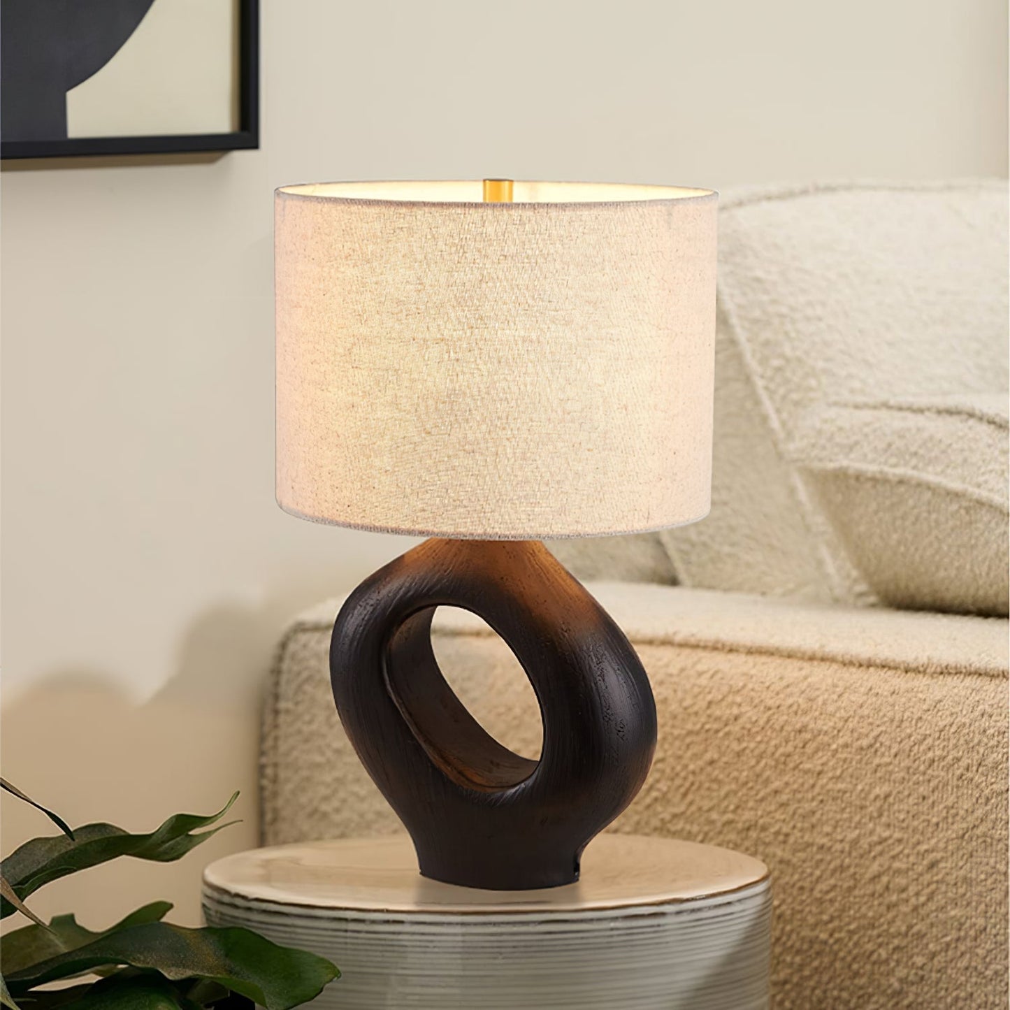 ModernGlow – Harpiks Bordlampe med Linnedskærm
