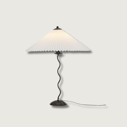 LichtPlissé - Table Lamp with Luxurious Pleated Shade and Wooden Base