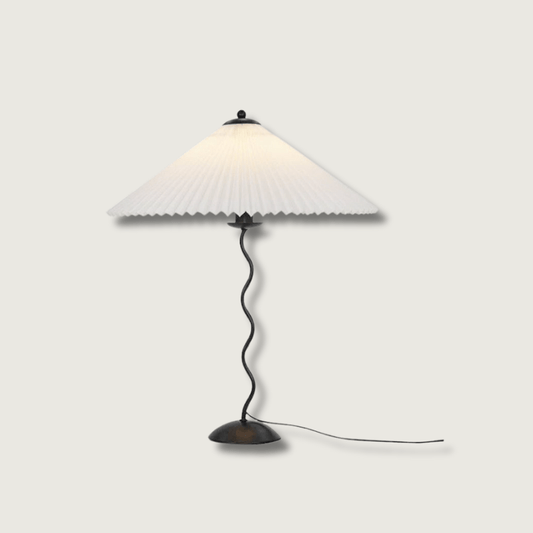 LichtPlissé - Table Lamp with Luxurious Pleated Shade and Wooden Base