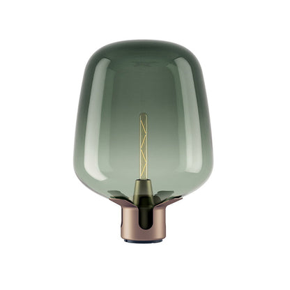 Glass Flame - Transparent bordlampe med varmt LED-lys