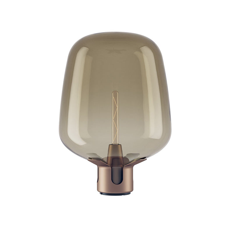 Glass Flame - Transparent bordlampe med varmt LED-lys