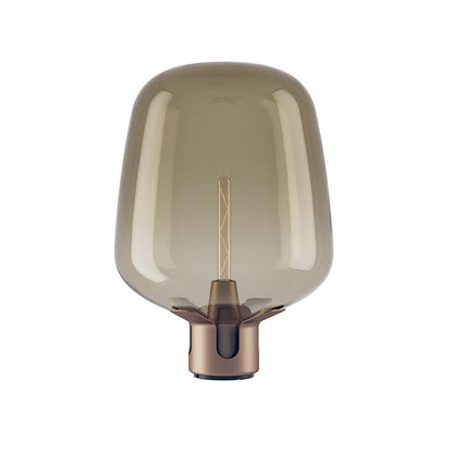 Glass Flame - Transparent bordlampe med varmt LED-lys