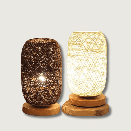 RattanLuxe - Lampe de table en bois élégante