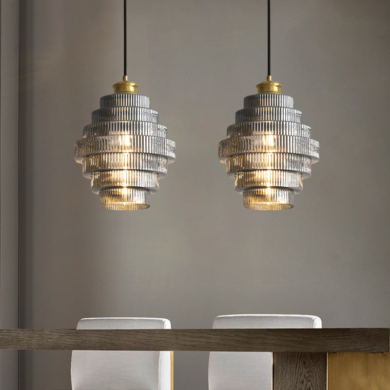 BrassGlow - Bottle-Shaped Brass Glass Pendant Light