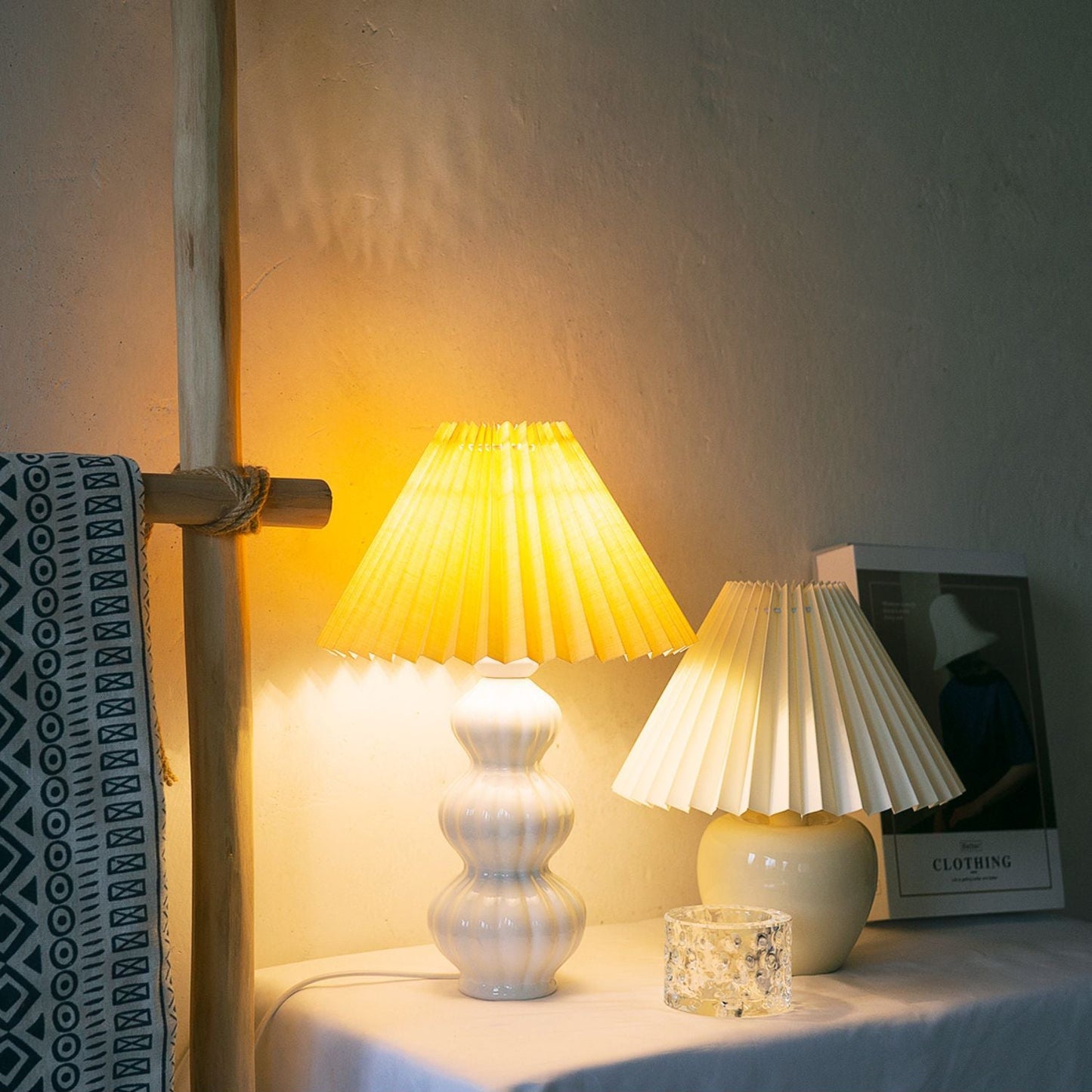 LunaLuxe - Table Lamp with Pleated Style and Pleasant Atmosphere