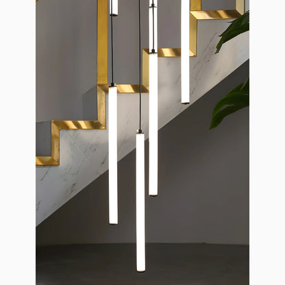 ElevateGlow - Luxuriöse vertikale Spiralpendelleuchte für Treppenhaus