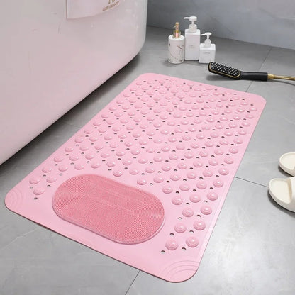 Skridsikker brusemåtte med integreret fodskrubber