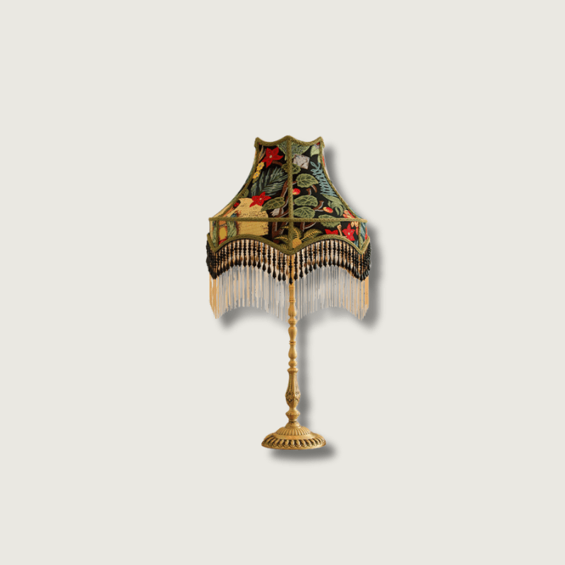 VintageBloom - Table Lamp in French Floral Pattern with Fringing