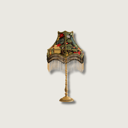 VintageBloom - Lampe de table avec motif floral français et franges