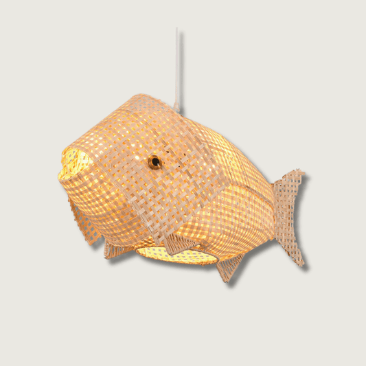 FischBambus | Hängelampe aus Holz im asiatischen Stil