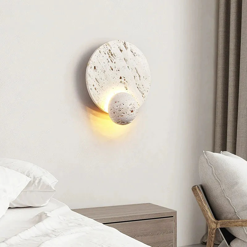 RockLite - Applique murale ronde en pierre