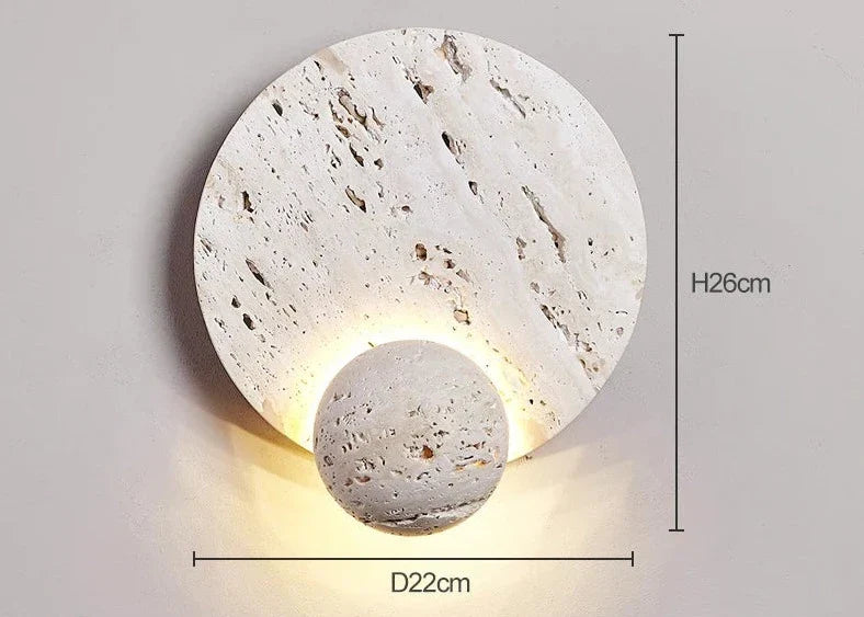 RockLite - Applique murale ronde en pierre
