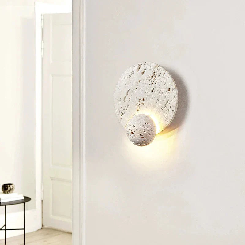 RockLite - Applique murale ronde en pierre