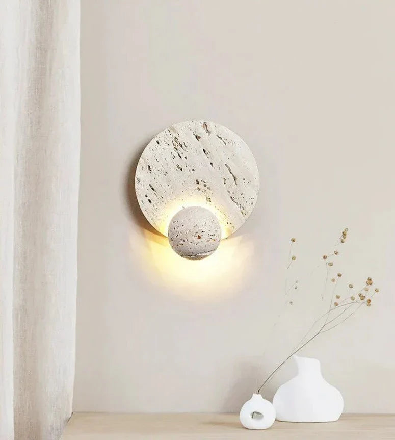 RockLite - Applique murale ronde en pierre