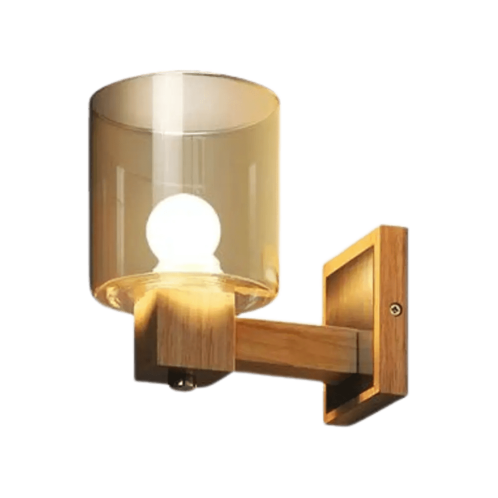 ErynShine | Retro væglampe med glas og træ