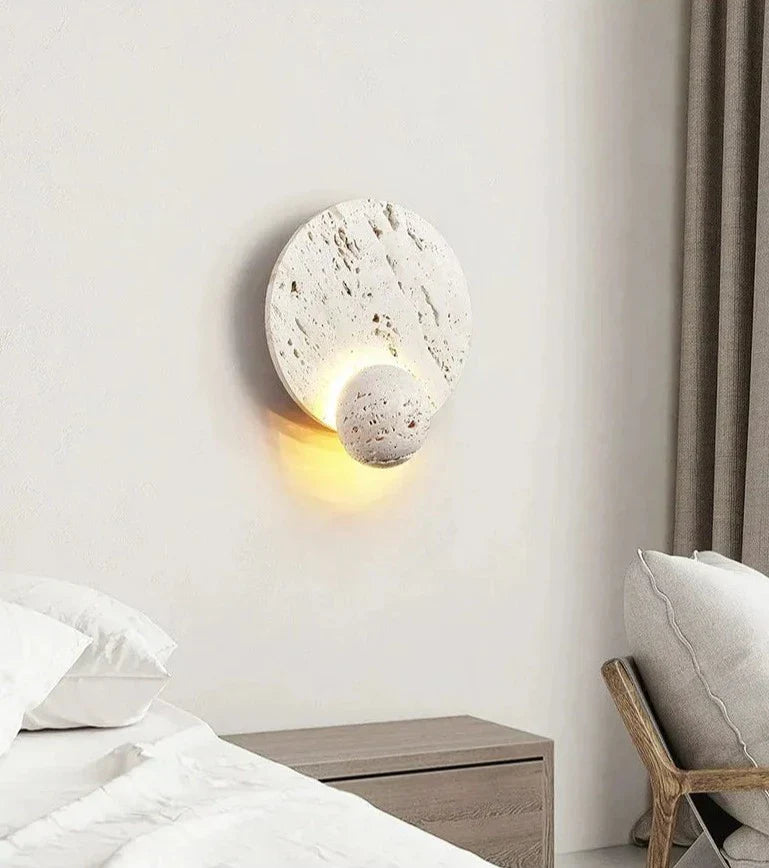 RockLite - Applique murale ronde en pierre