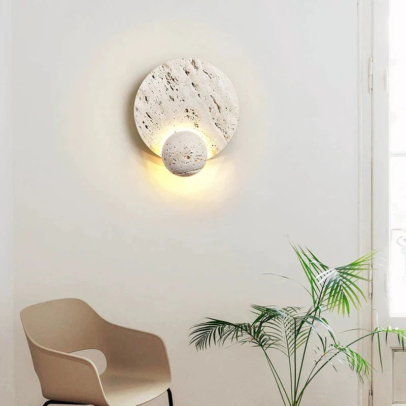 RockLite - Applique murale ronde en pierre