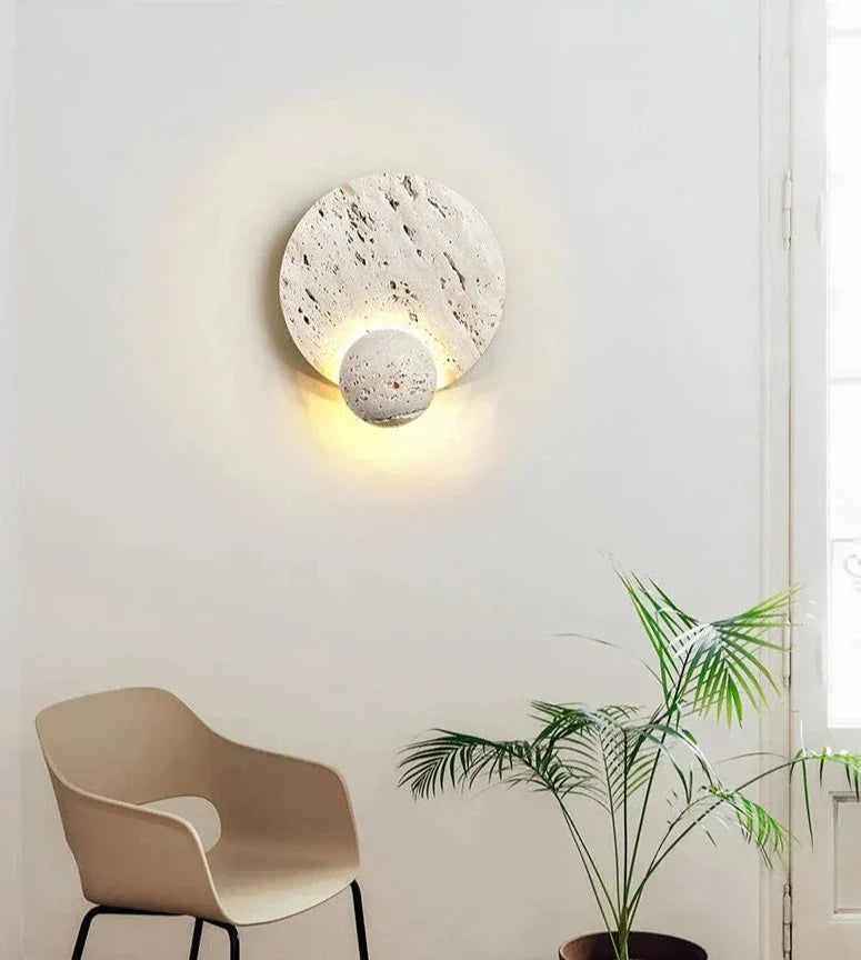 RockLite - Applique murale ronde en pierre