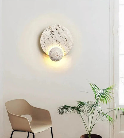 RockLite - Applique murale ronde en pierre