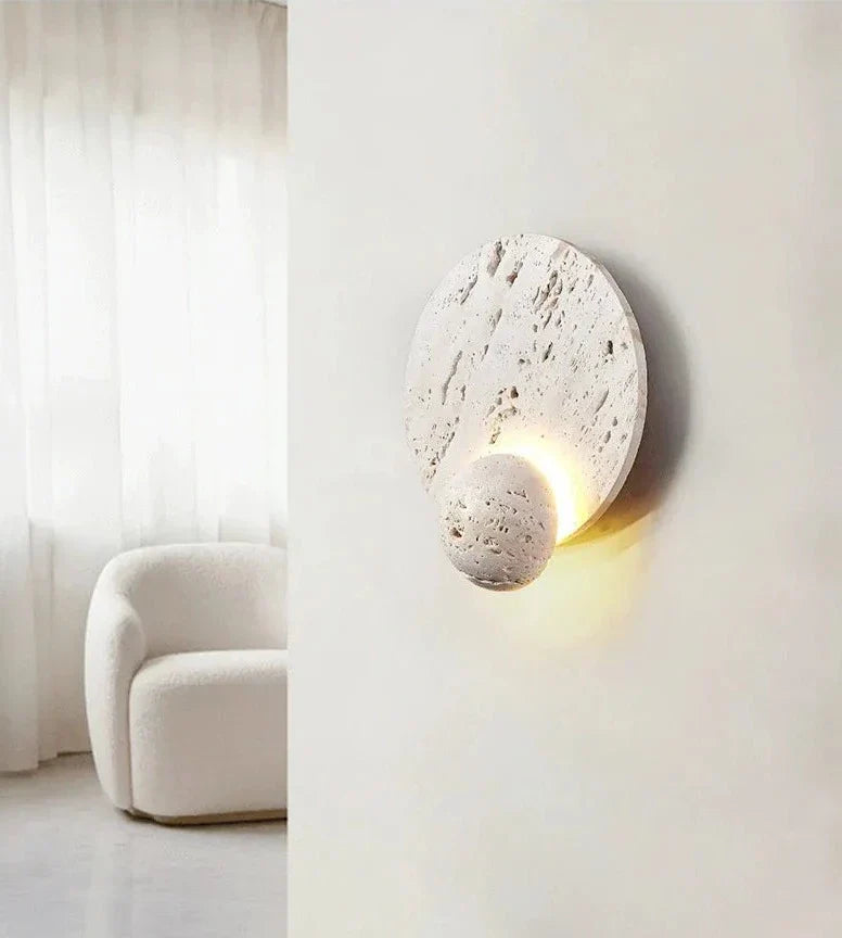 RockLite - Applique murale ronde en pierre