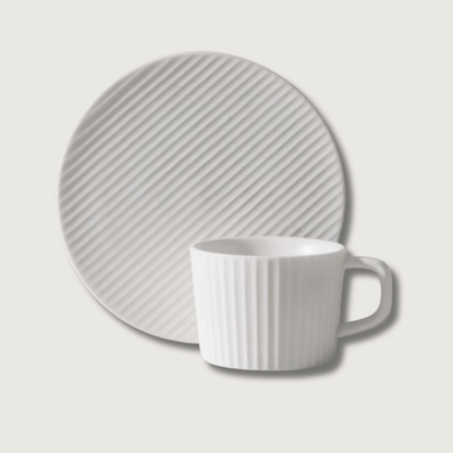 StoneBrew - White Grey Stoneware Coffee Mug Set