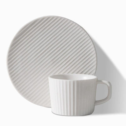 StoneBrew - White Grey Stoneware Coffee Mug Set