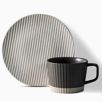 StoneBrew - White Grey Stoneware Coffee Mug Set