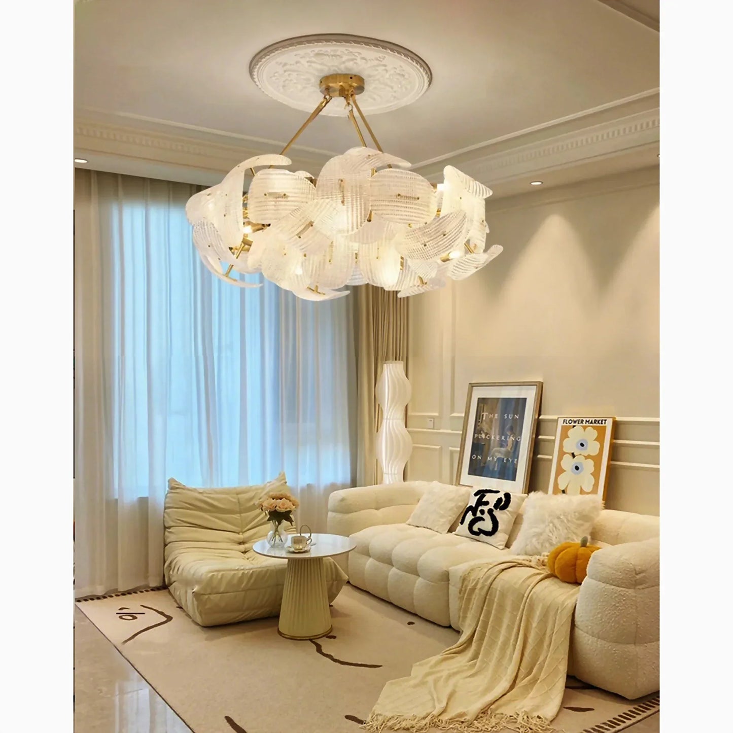 BloomAura - Elegant Large Flower Chandelier