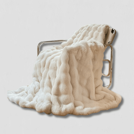 FluffyNest - Tykt varmt boblefleece-teppe for sofa og seng