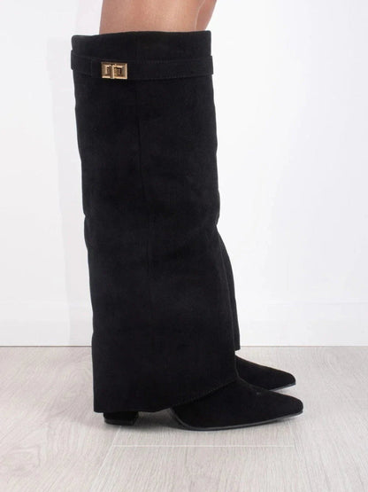 Bez - kniehohe Wildlederstiefel mit Absatz