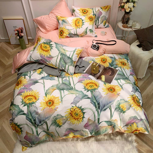 SunlitPetals - Ägyptische Baumwoll-Bettwäsche