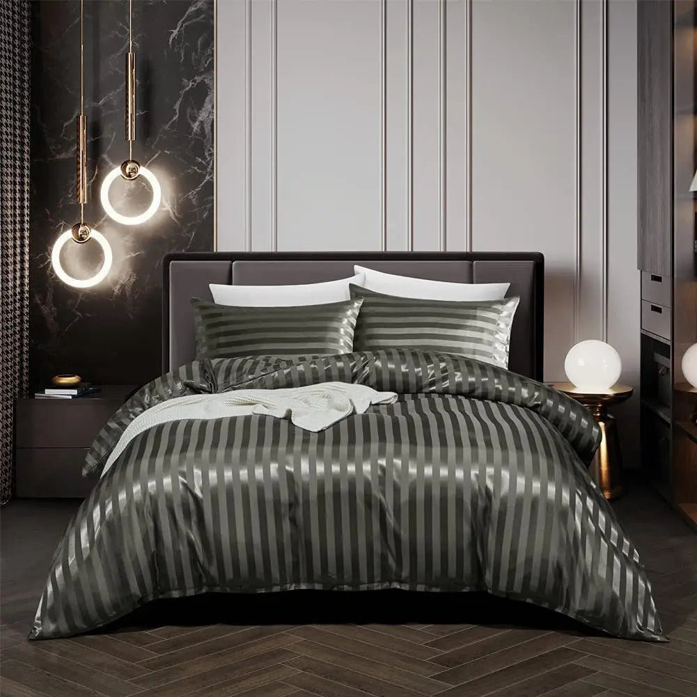 BlackVelvet - Luxuriöses schwarzes Satin-Bettwäsche-Set