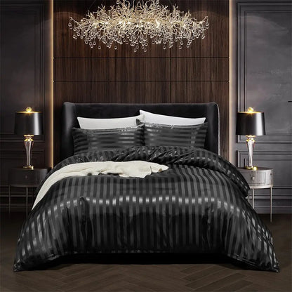 BlackVelvet - Luxuriöses schwarzes Satin-Bettwäsche-Set