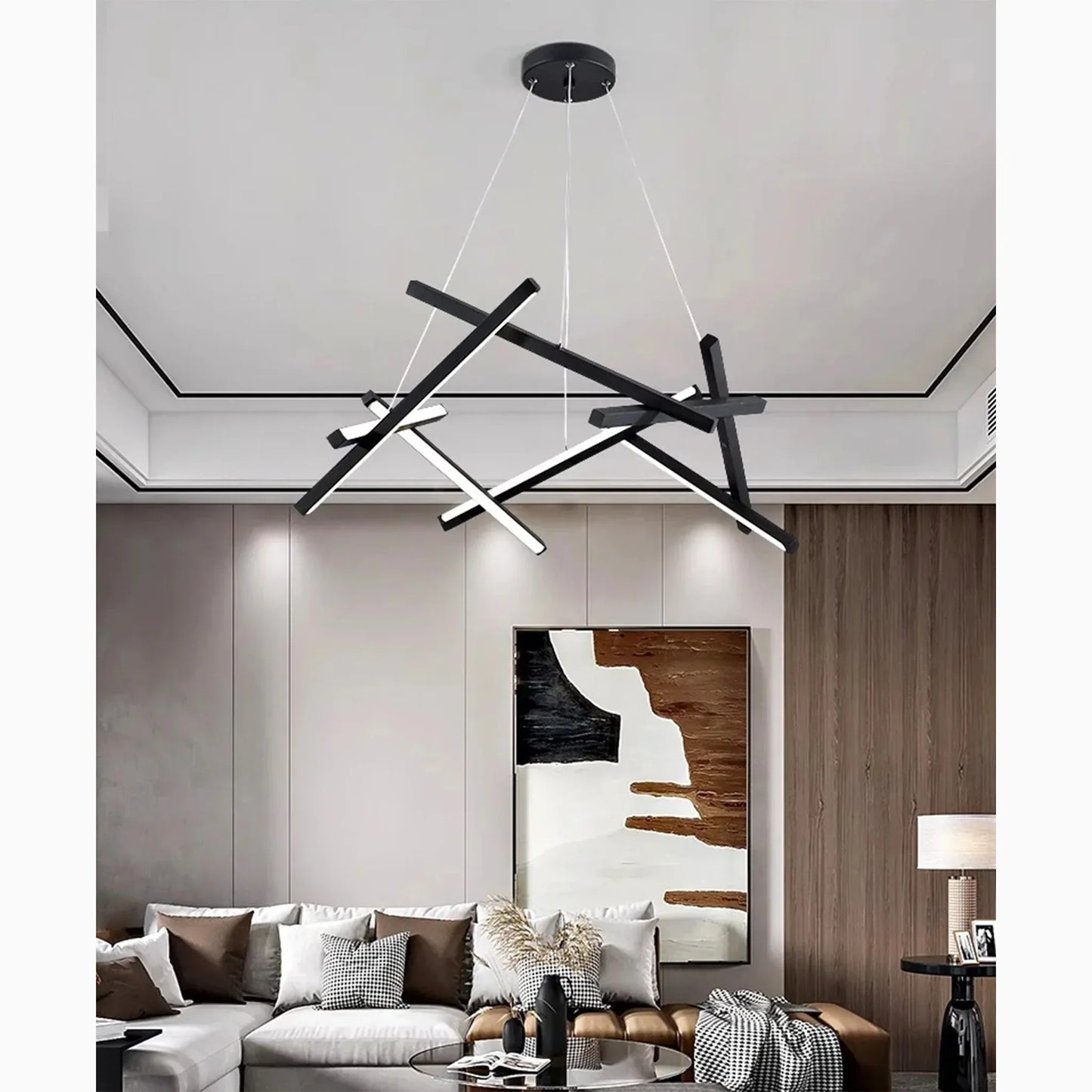 LumoFlow - LED Pendant Light with Abstract Lines