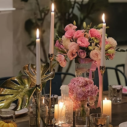 RegalFlame - Ensemble élégant de candélabres noir/or pour une fête et un dîner stylés